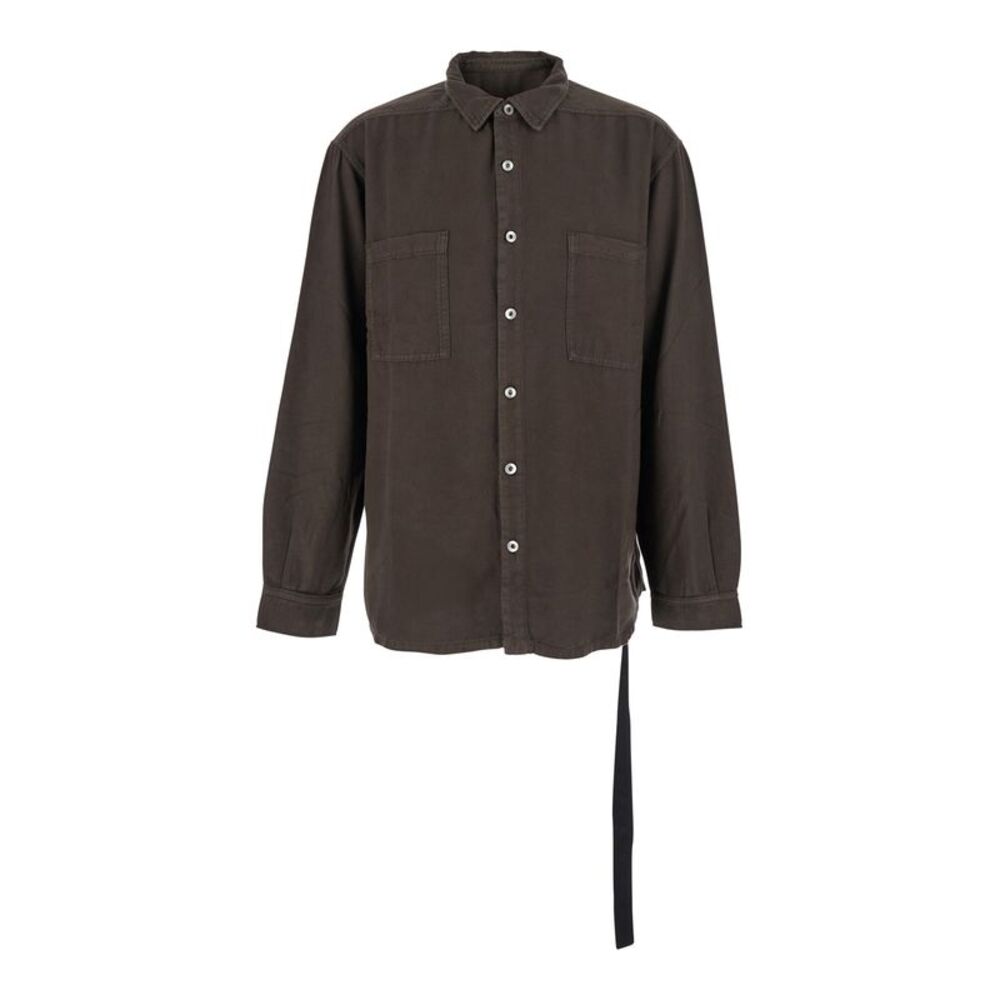 Drkshdw Men Brown Classic Collar Shirt With Lace Detail In Cotton Woman